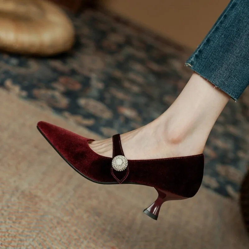 Women'S Heels - Scarpe Mary Jane a punta rosso