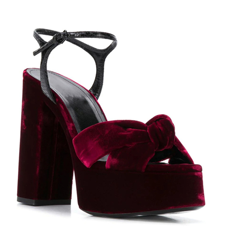 Women'S Shoes Burgundy - Sandali con plateau peep toe con