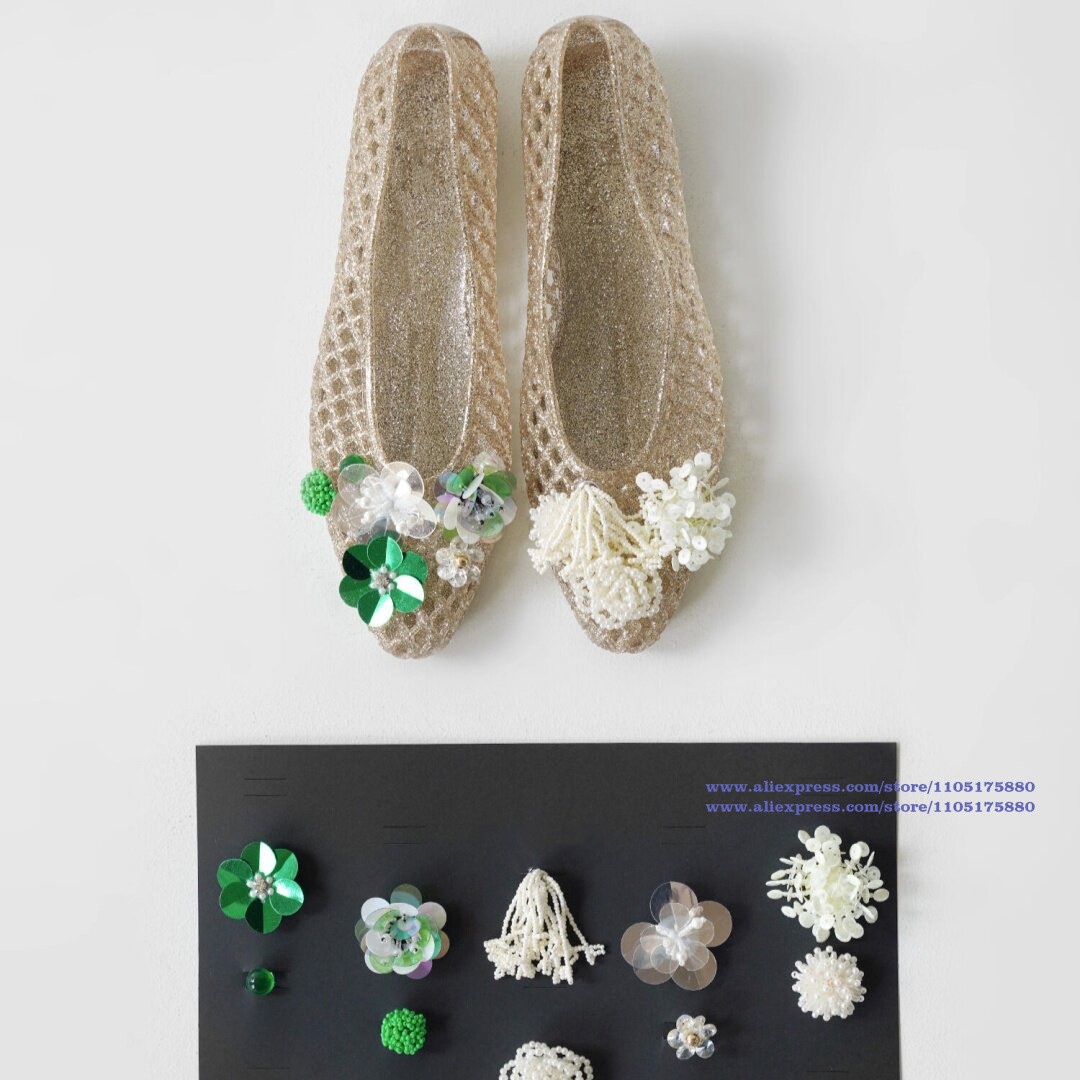 Jelly Sandal Women - Sandali piatti in gelatina dorata con