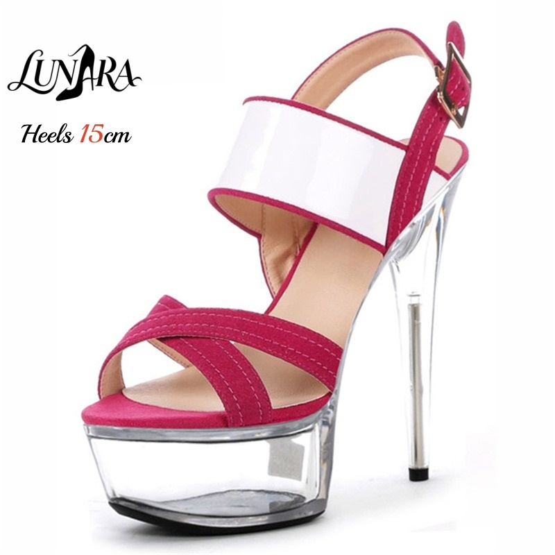 Jelly Sandal Women - Sandali con Plateau Trasparente 15cm/6 Pollici,