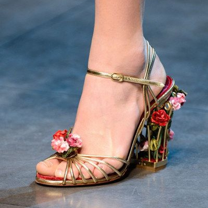 Metallic Heel Sandal - Sandali da donna con gabbia per