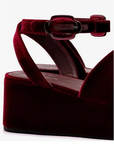 Sandali con zeppa in velluto b - Women'S Shoes Burgundy recensione e prezzo